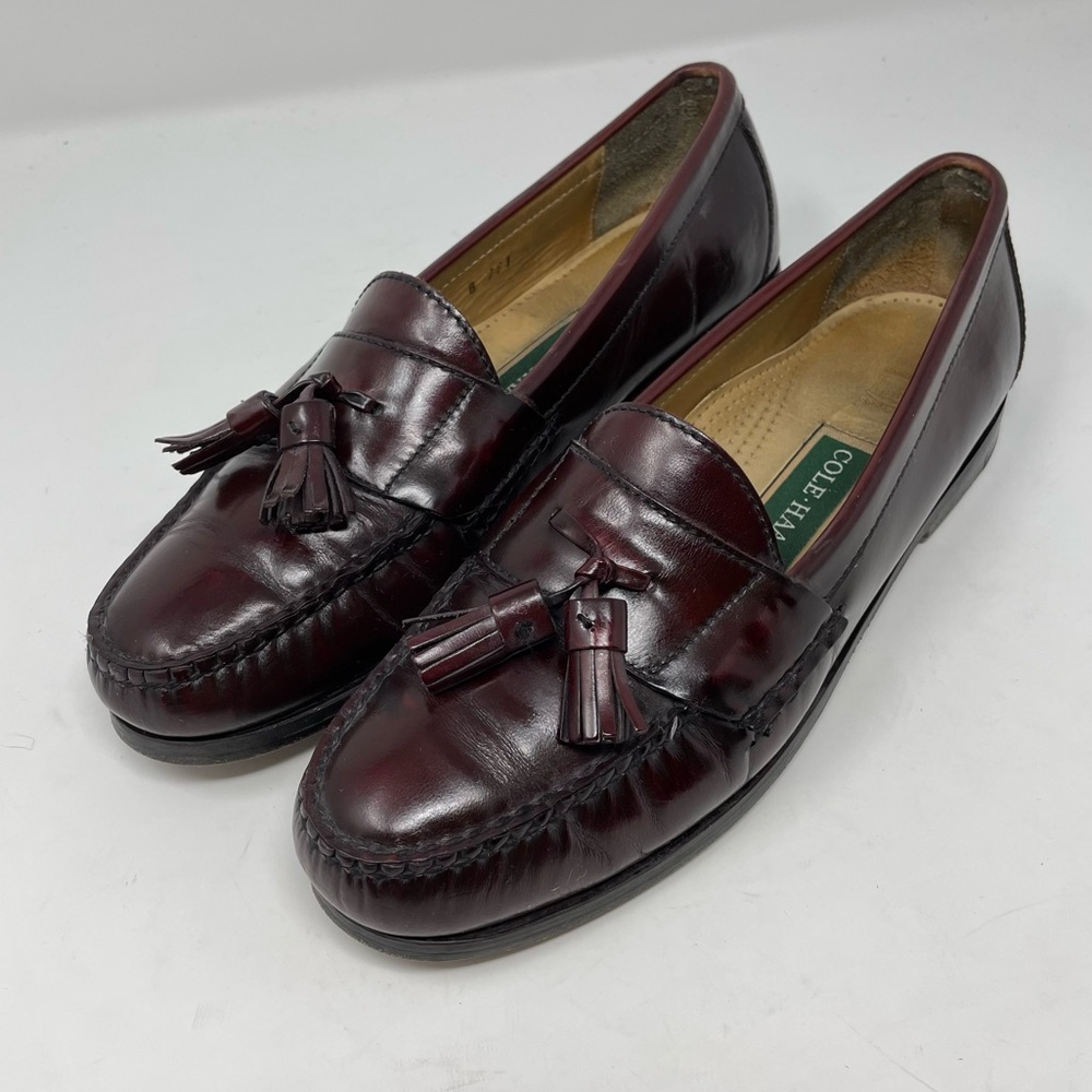 Cole Haan Burgundy Pinch Tassel Loafers Shoes 10.5 B